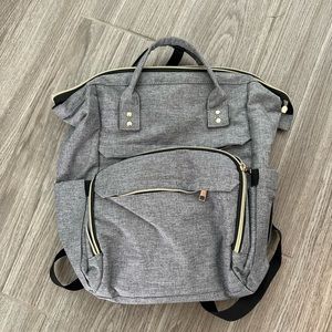 Grey Diaper Bag Backpack with Charging Port